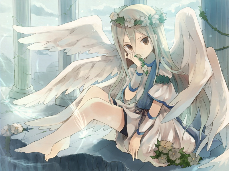 flowers, terumi, barefoot, wings, 720P, all, eleven, male, kinakomoti, trap, inazuma, afuro, long, hair