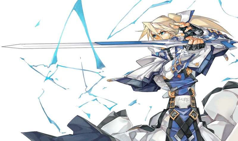ponytail, gear, blue, blonde, all, weapon, gloves, male, sword, min, hair, 1080P, eyes, (minyinr), long, guilty, kiske