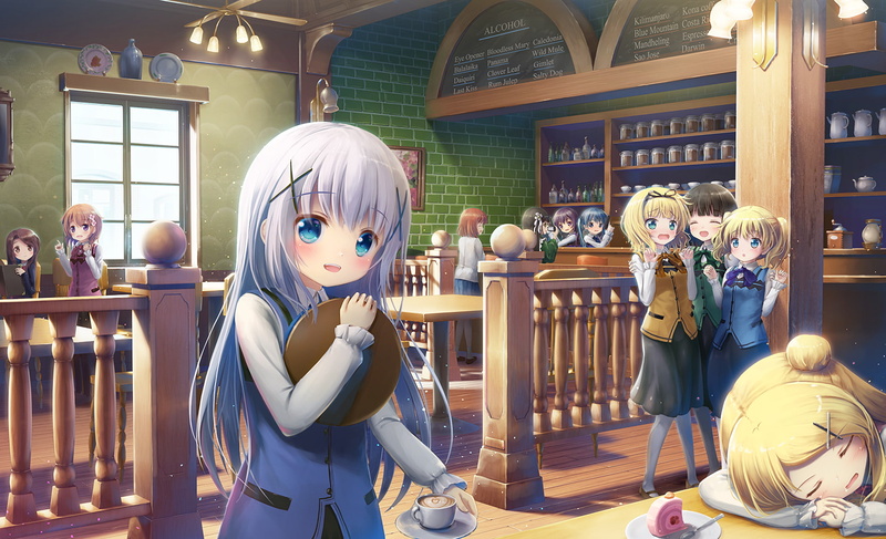 Rize Tedeza, Kin-iro Mosaic, Chiya Ujimatsu, Sharo Kirima, 1080P, Cocoa Hoto, Gochuumon wa Usagi Desu ka?, Anime, Crossover, Chino Kafū