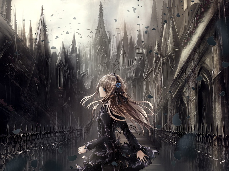 lolita fashion, anime girls, 720P, original characters, building, anime, Gothic