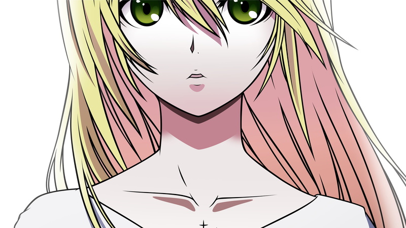 1080P, blonde, Blazblue, Noel Vermillion, anime girls, green eyes