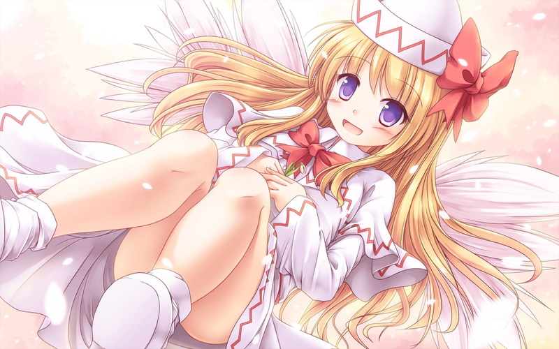 1080P, Lily White, loli, blonde, close-up, nature, art and craft, sculpture, Touhou, white dress, human representation, no people, creativity, red ribbon