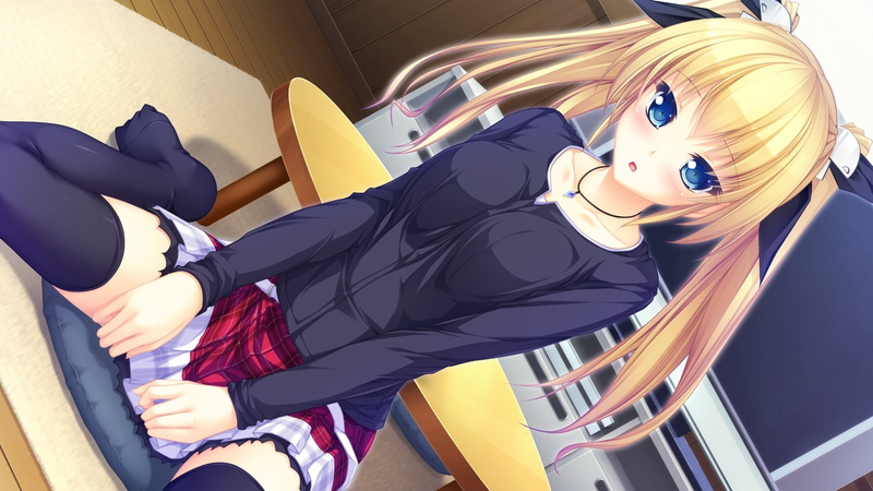 1080P, thighhighs, twintails, blush, blonde, tenmaso, usotsuki, nayameru, zettai, ouji, necklace, game, hair, whirlpool, tsukioka, eyes, blue, skirt, izumi