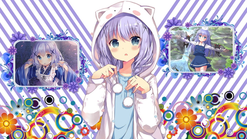 anime girls, gray, haired, fun, vector, people, lifestyles, looking at camera, celebration, male likeness, innocence, art and craft, portrait, creativity