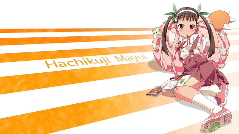 Hachikuji Mayoi, anime girls, twintails, 4K, Monogatari Series