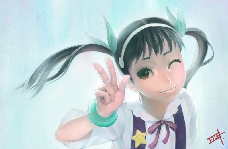 anime girls, women, leisure activity, clothing, smiling, 1080P, Hachikuji Mayoi, real people, looking at camera, child, hairstyle, lifestyles, headshot