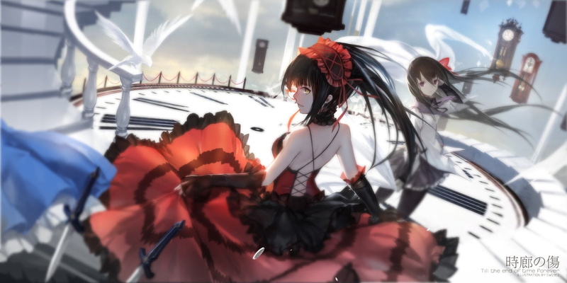 Anime, Date A Live, Homura Akemi, Puella Magi Madoka Magica, 1080P, Kurumi Tokisaki, Crossover