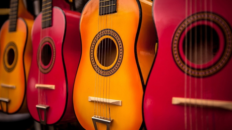 musical instrument, music, 1080P, colorful, guitar