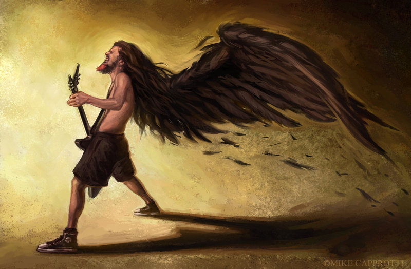 Dimebag Darrell, wings, sneakers, 2K, guitar