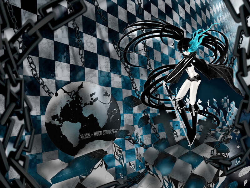 technology, backgrounds, creativity, nature, no people, cable, high angle view, anime girls, glass - material, Strength (Black Rock Shooter), pattern, anime