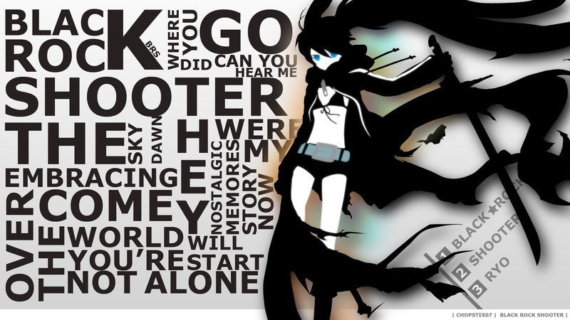 Black Rock Shooter, Strength (Black Rock Shooter), anime girls, typography, anime, 1080P