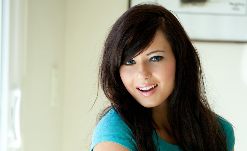 headshot, women, neck, beautiful woman, s, teal, brown hair, teeth, indoors, adult, young adult, shirt, long hair, beauty, model, close-up, hair, Natasha Belle