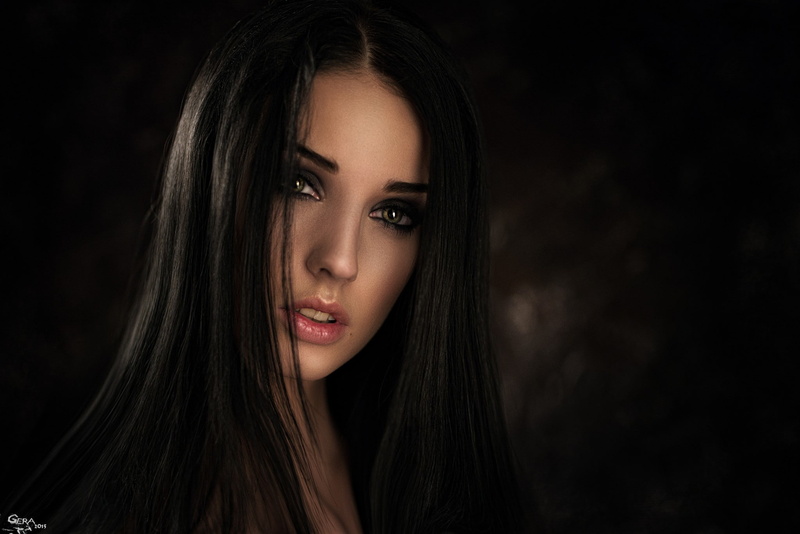 women, 1080P, Georgy Chernyadyev, green eyes, brunette, portrait, model, Alla Berger