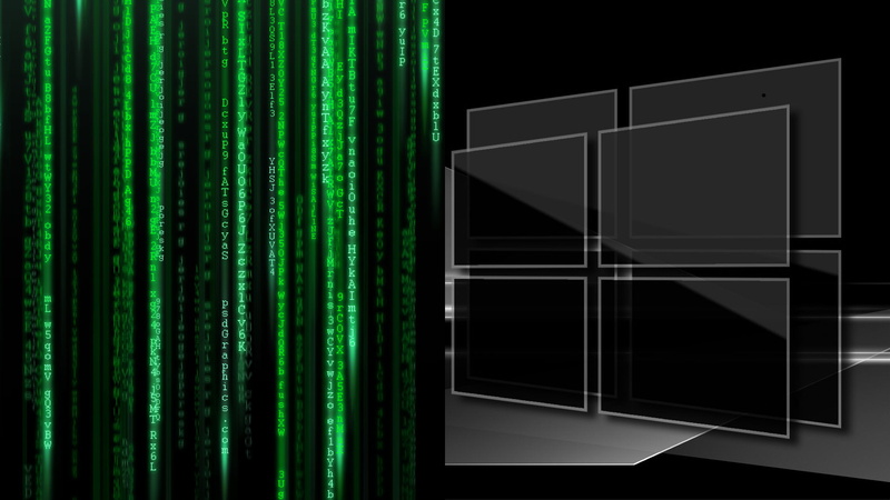 1080P, abstract, monochrome, code, green, black background, fenetre, windows logo, digital, logo