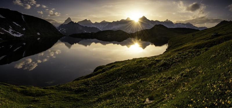 sunlight, Alps, Fenetre lake, cloud - sky, Switzerland, mountain, lake, outdoors, water, mountain range, non-urban scene, mountain peak, panorama, landscape