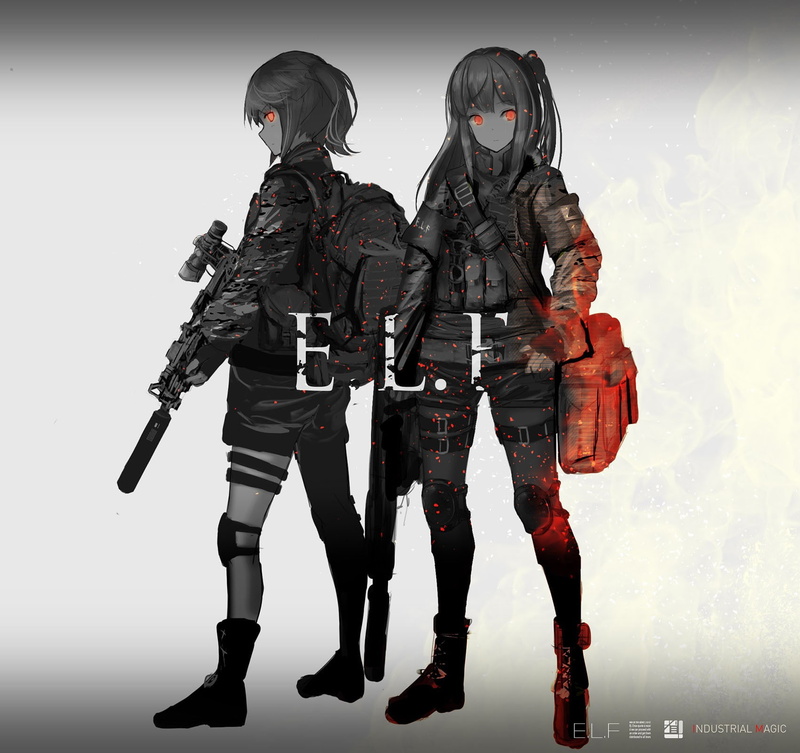 weapon, grey hair, 720P, uniform, red eyes, short hair, anime girls, anime, gun, long hair