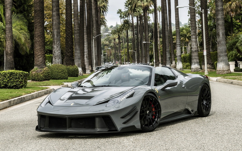 Supercar, Trees, gray, Palm, Silver, Ferrari, italia, 1080P