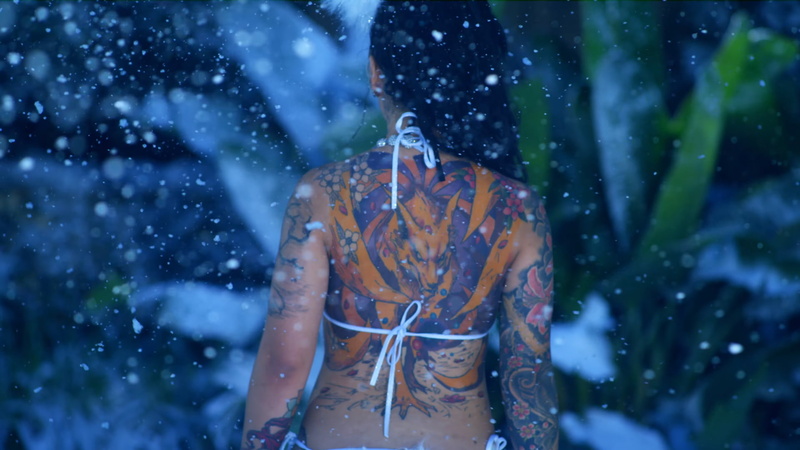 tattoo, 1080P, back, women, snow flakes, rear view
