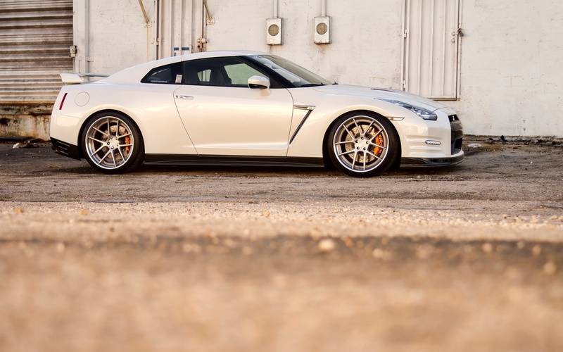GTR, R35, profile, wheels, r, white, 1080P, Nissan, GAD