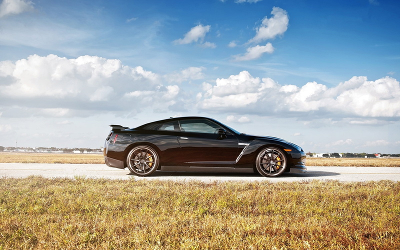 gt, Car, View, Nissan, r, Black, Side, 1080P