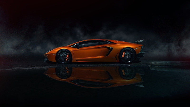 1080P, Orange, lp, Supercar, aventador, Night, Lamborghini