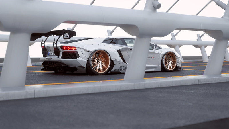Lamborghini, Walk, Liberty, Rear, White, 1080P, Aventador