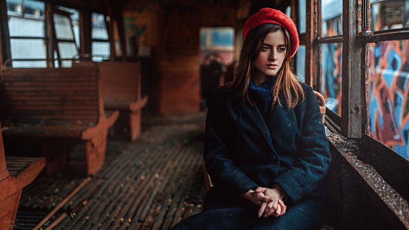 hair, long hair, 1080P, Georgy Chernyadyev, one person, emotion, waiting, hairstyle, adolescence, contemplation, hat, young adult, adult, sadness, clothing