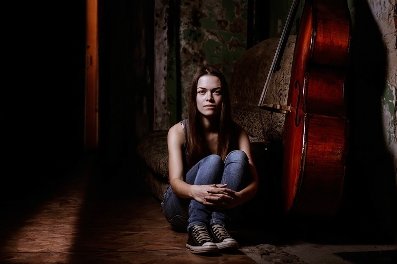 leisure activity, full length, young women, cello, beautiful woman, 1080P, adult, contemplation, casual clothing, disappointment, young adult, emotion