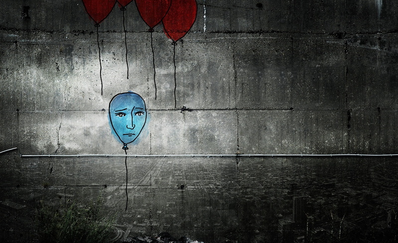 let, 1080P, sketch, Wall, dark art, sadness, creativity, close-up, indoors, red, Splatter, architecture, day, Balloons, wood - material, textured, old