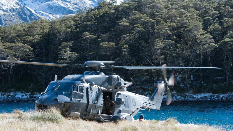 forest, mountain, New Zealand, nature, day, landscape, no people, scenics - nature, sunlight, field, Royal New Zealand Air Force, NHIndustries NH90, soldier