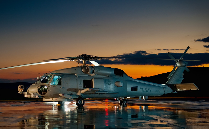 photography, dusk, Sikorsky UH-60 Black Hawk, 2K, helicopters, United States Navy