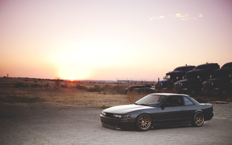 motor vehicle, transportation, mode of transportation, sky, stationary, car, EG, road, no people, sunset, copy space, land vehicle, outdoors, nature, clear sky