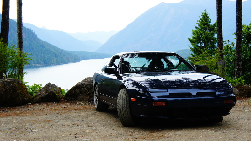 240sx, black cars, Nissan Silvia Spec-R, Hawaii, Silvia S13, 4K, mountains, S13