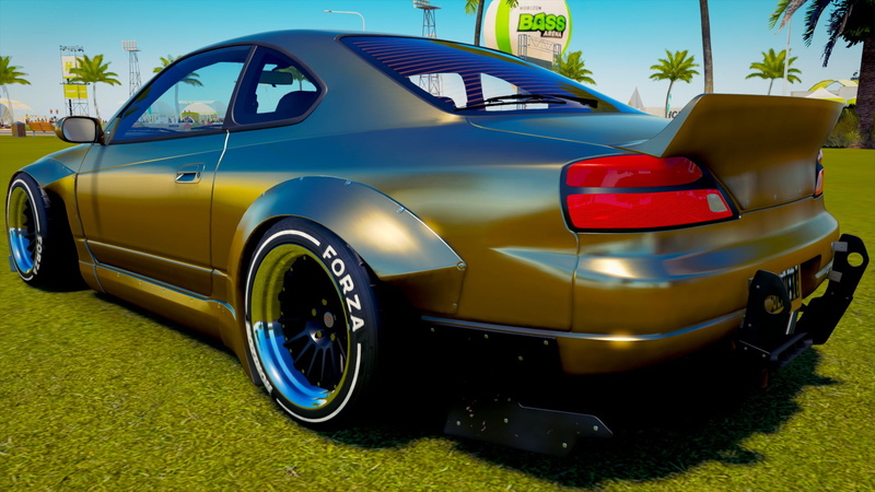 sunlight, retro styled, Nissan Silvia S13, transportation, travel, car, video games, Nissan, vintage car, day, wheel, stationary, yellow, grass, blue, outdoors