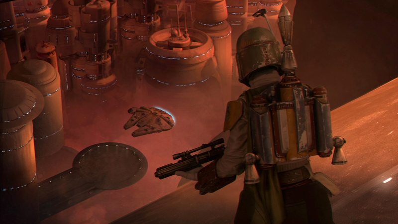 Millennium Falcon, Star Wars, Bespin, artwork, Boba Fett, 1080P, science fiction, Star Wars Villains