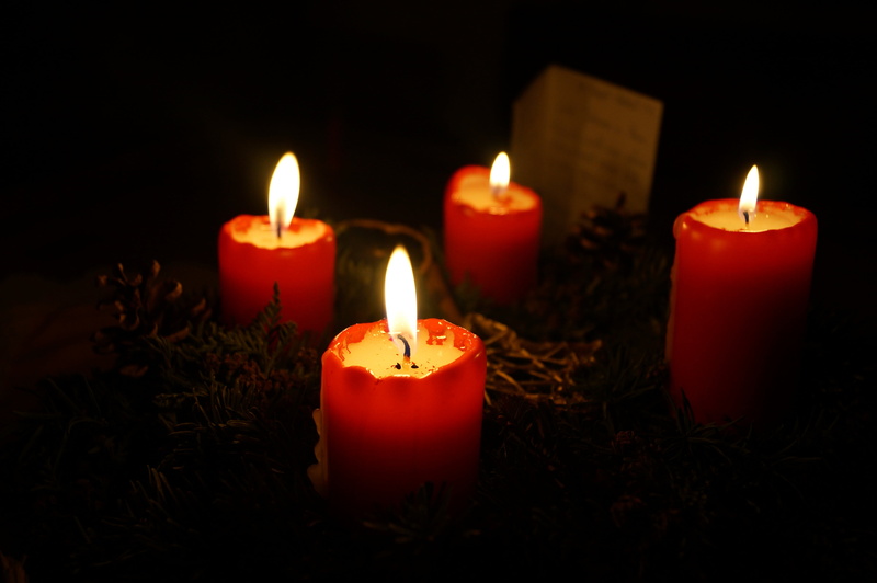candles, glowing, heat - temperature, advent wreath, group of objects, winter, advent, candlelight, nature, selective focus, indoors, dark, flame, illuminated
