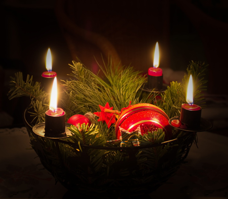 flame, night, christmas ornaments, advent wreath, 1080P, lighted, plant, basket, mesh, candle holder, no people, indoors, candles, fir green, dark, nature