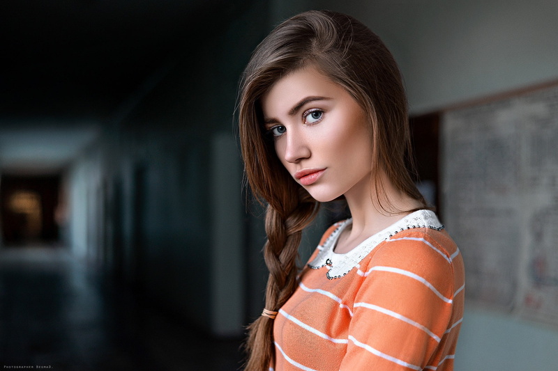 1080P, Dima Begma, face, women, portrait, depth of field, blue eyes