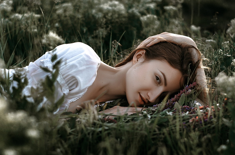 girl, 1080P, stay, Dima Begma, summer, Dasha, grass