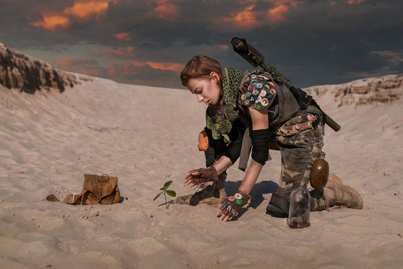 Dima Begma, girl, desert, 1080P, New life, weapons