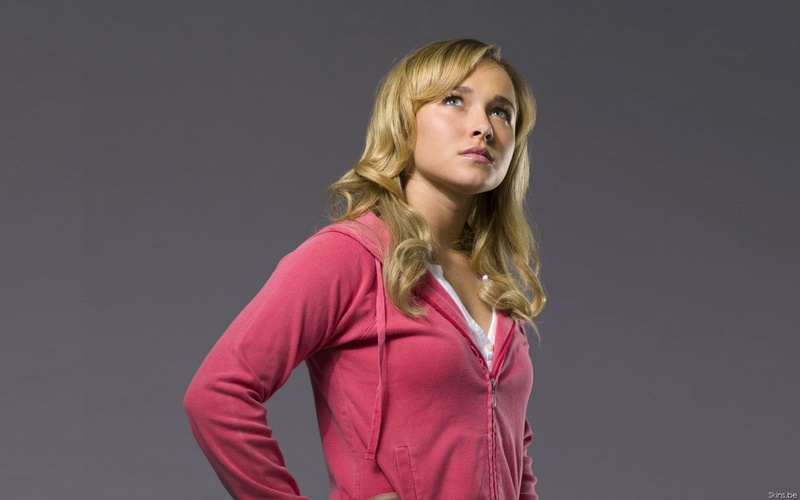 cut out, looking, human hair, long hair, Hayden Panettiere, lips, blonde, blue eyes, pink clothing, hairstyle, beautiful woman, clothing, waist up, adult