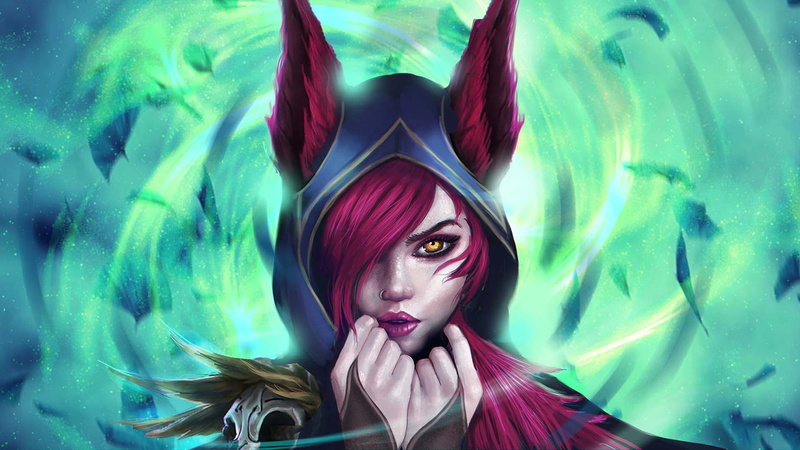 Video Game, Lipstick, Face, Yellow Eyes, League Of Legends, Animal Ears, 1080P, Girl, Xayah (League of Legends), Purple Hair