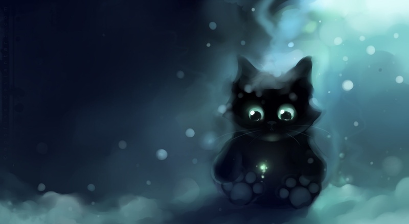 Kitty, animal themes, domestic, Artistic, pets, animal head, cat, snowing, no people, Magic, Kitten, Snow, black cat, looking at camera, cat painting, Winter
