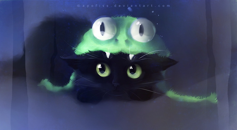 Animal, eye, looking at camera, cat painting, 1080P, Artistic, Kitty, black color, feline, mammal, domestic, Artwork, evil, domestic cat, animal eye, one animal