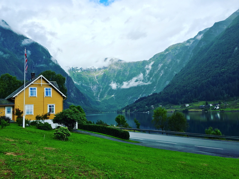europe, building exterior, travel, scenics - nature, nordic, green color, water, lake, summer, solitude, tourism, building, house, scandinavia, european Alps