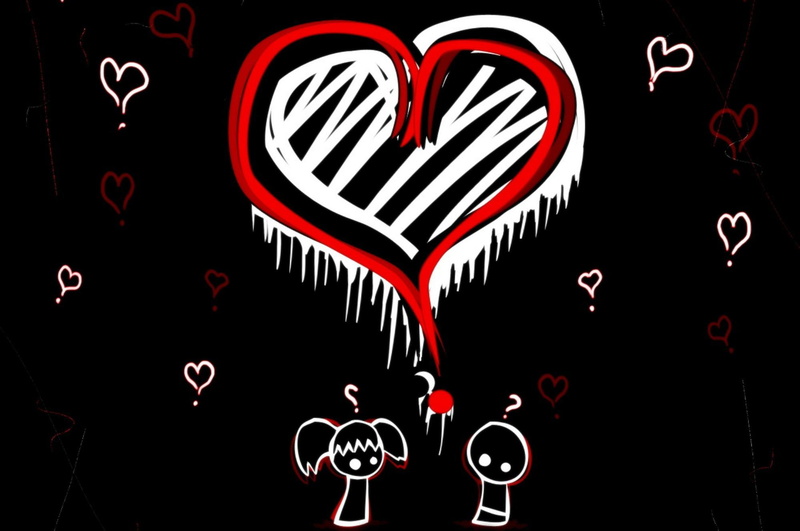 heart, 3d and abstract, love, black, 1080P, scene, lt, emo, cute, white