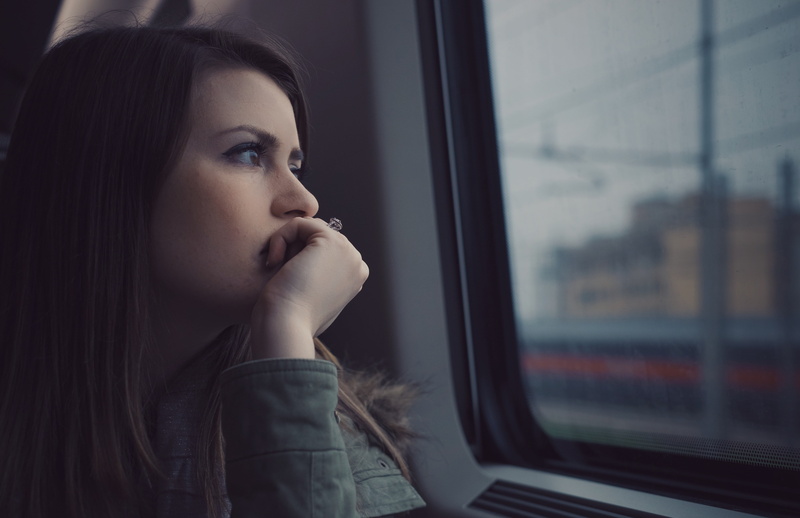portrait, window, sitting, alone, beauty, 4K, long hair, woman, looking through window, headshot, looking away, vehicle, travel, young women, sad, young Adult