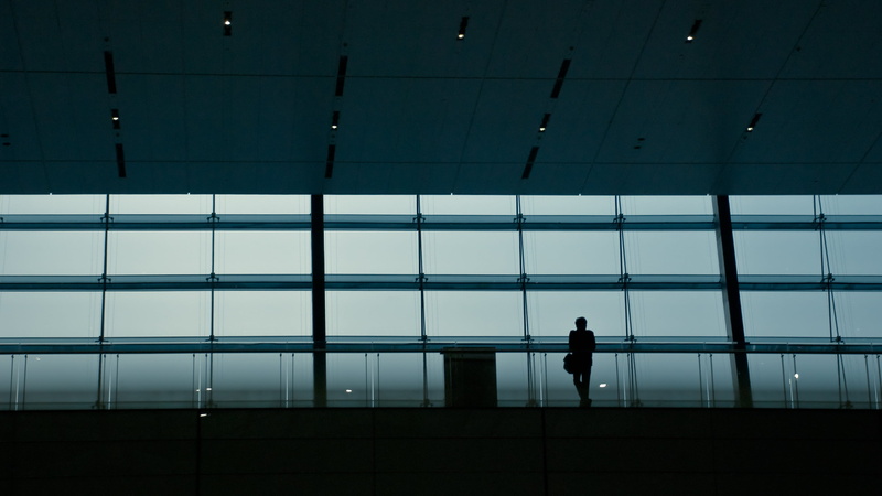 one man only, night, architecture, glass, adult, full length, modern, barricade, establishment, glass - material, built structure, walking, 2K, business person