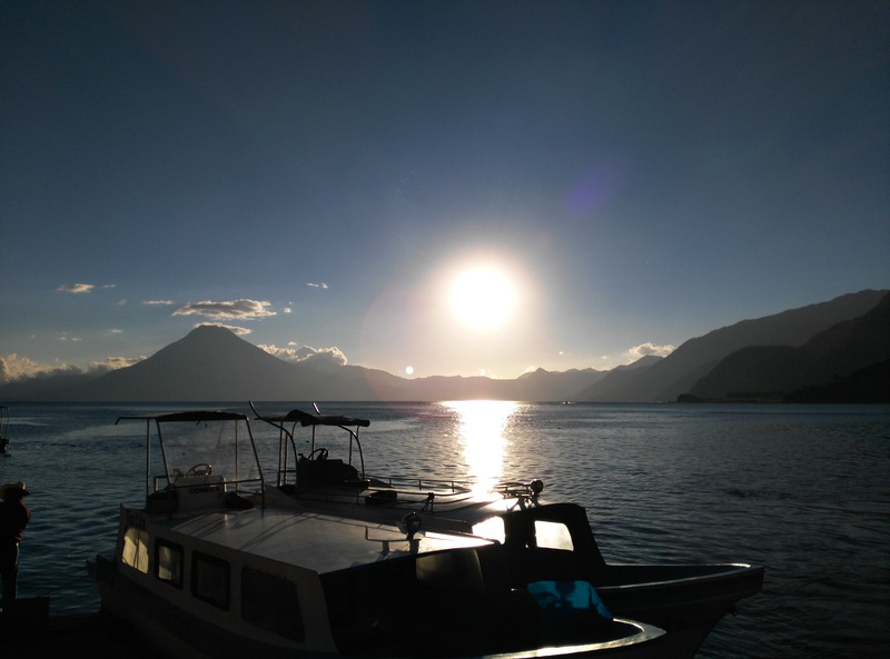 outdoors, mountain, sun, tranquil scene, 4K, mountain range, mode of transportation, guatemala, lens flare, solola, lake atitlan, sky, panajachel, transportation