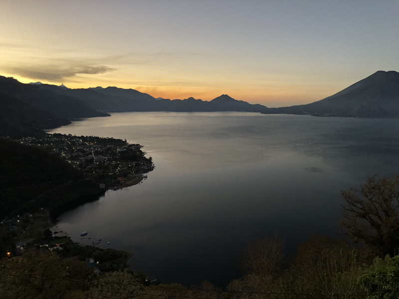 tranquility, lake atitlan, fuego, dusk, sunset, dawn, no people, plant, 4K, mountain, hour, crater lake, body, guatemala, lake, beauty in nature, cloud - sky